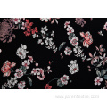 High Quality Camellia Pattern Black Printed Fabrics